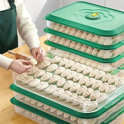 3/4 Layer Large Capacity Dumpling Box Sealed Fresh Wonton Storage Container - White-3 Layer.