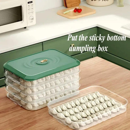 3/4 Layer Large Capacity Dumpling Box Sealed Fresh Wonton Storage Container - White-3 Layer.