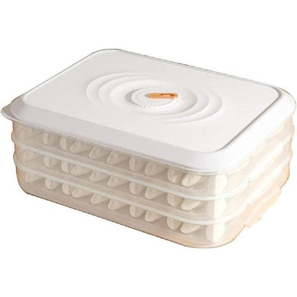 3/4 Layer Large Capacity Dumpling Box Sealed Fresh Wonton Storage Container - White-3 Layer.