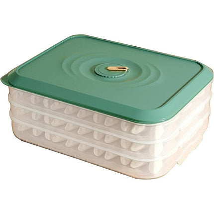 3/4 Layer Large Capacity Dumpling Box Sealed Fresh Wonton Storage Container - White-3 Layer.