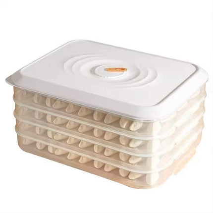 3/4 Layer Large Capacity Dumpling Box Sealed Fresh Wonton Storage Container - White-3 Layer.