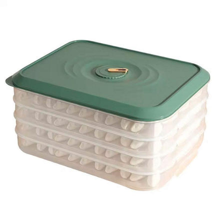 3/4 Layer Large Capacity Dumpling Box Sealed Fresh Wonton Storage Container - White-3 Layer.