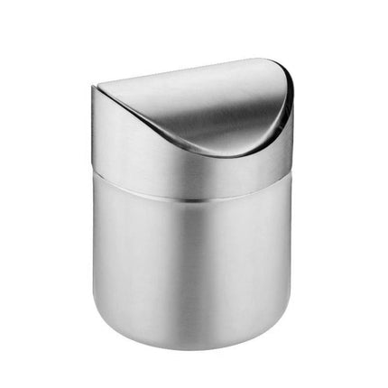 Stainless Steel Mini Desktop Wastebasket Organizer Compact Waste Bin for Office.