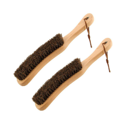 2PCS Wooden Handle Horsehair Clothes Brush Dust Remover Household Cleaning Brush.