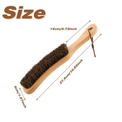 2PCS Wooden Handle Horsehair Clothes Brush Dust Remover Household Cleaning Brush.