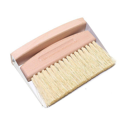 Mini White Brush Broom with Dustpan Car Desk Table Keyboard Cleaning Portable.