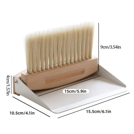 Mini White Brush Broom with Dustpan Car Desk Table Keyboard Cleaning Portable.