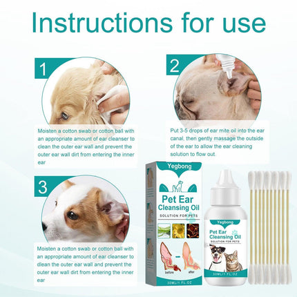 Pet Ear Cleaning Oil for Cats Dogs Deodorize Clean Ears Universal Ear Care Oil.