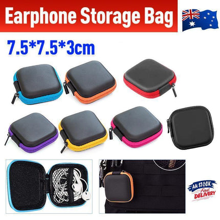 Portable Hard Case Pouch Storage Bag For Earphone Headphone Earbuds Cable - Blue.