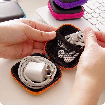 Portable Hard Case Pouch Storage Bag For Earphone Headphone Earbuds Cable - Blue.