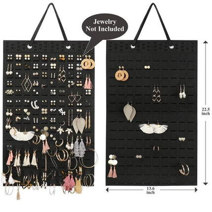 Hanging Jewelry Organizer Earring Necklace Holder Felt Display Storage Rack - White.