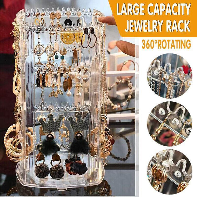 360-Degree Rotating Earring Holder Jewellery Rack Display Stand Organizer.