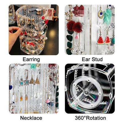 360-Degree Rotating Earring Holder Jewellery Rack Display Stand Organizer.