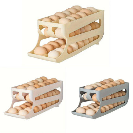 Sliding Egg Carton Refrigerator Storage for Kitchen Egg Holder and Organizer - Yellow.