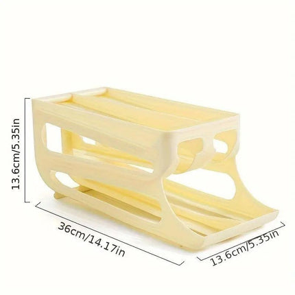Sliding Egg Carton Refrigerator Storage for Kitchen Egg Holder and Organizer - Yellow.