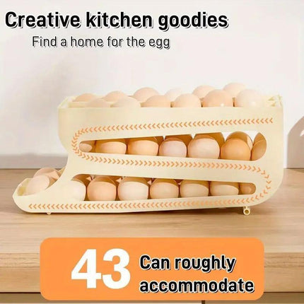 Sliding Egg Carton Refrigerator Storage for Kitchen Egg Holder and Organizer - Yellow.
