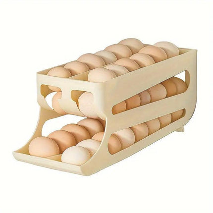 Sliding Egg Carton Refrigerator Storage for Kitchen Egg Holder and Organizer - Yellow.