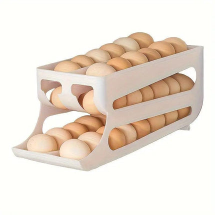 Sliding Egg Carton Refrigerator Storage for Kitchen Egg Holder and Organizer - Yellow.