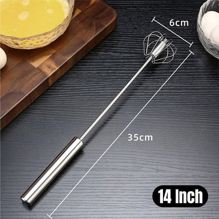 Stainless Steel Semi-Automatic Egg Beater Hand Pressed Kitchen Baking Tool - 10 Inch.