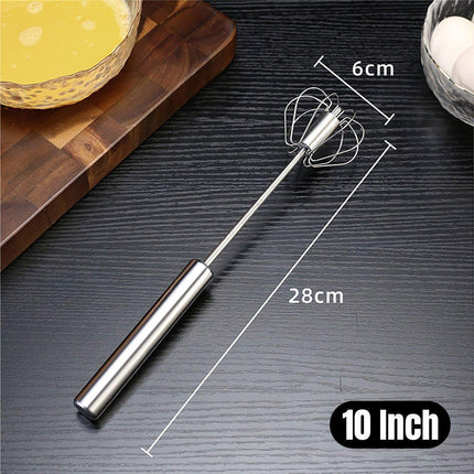 Stainless Steel Semi-Automatic Egg Beater Hand Pressed Kitchen Baking Tool - 10 Inch.