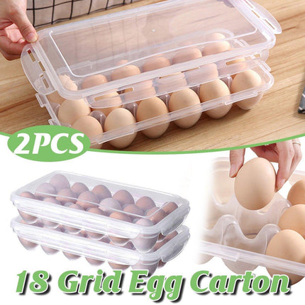 2x Eggs Keeper Trays 18 Slots Storage Box Containers Kitchen Refrigerator Holder.