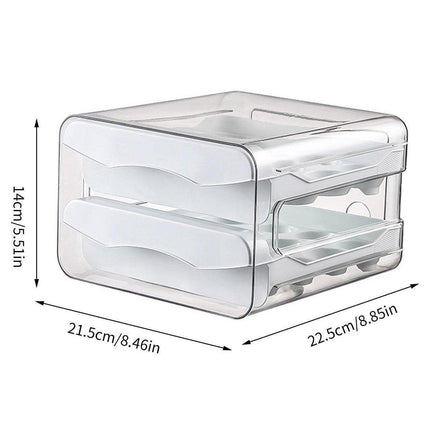 Plastic Double-Layer Egg Storage Box Food Grade Refrigerator Drawer Organizer.