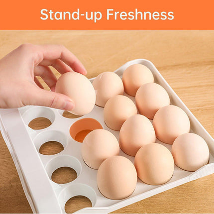 Plastic Double-Layer Egg Storage Box Food Grade Refrigerator Drawer Organizer.