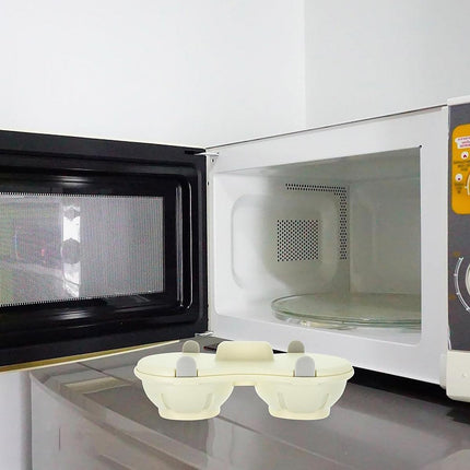Microwave Egg Steamer With Lid Kitchen Egg Cooker Poacher Steam Box Container - White.