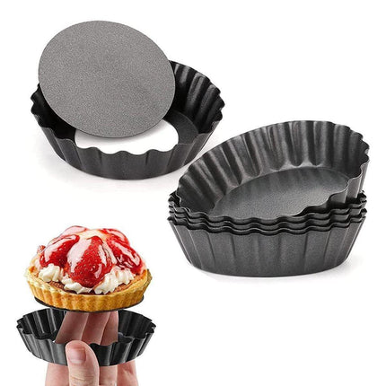 12PCS Mini Detachable Tart Mold Baking Cake Pan Nonstick Bottom Cupcake Molds - 4inch.