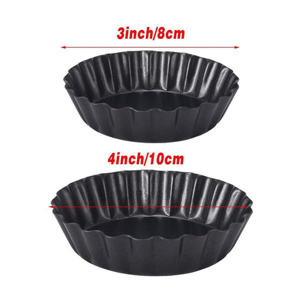 12PCS Mini Detachable Tart Mold Baking Cake Pan Nonstick Bottom Cupcake Molds - 4inch.