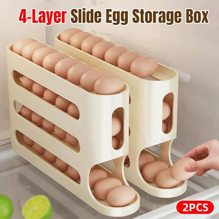 2pcs 4 Tier Slide Egg Organizer Storage Box Ladder Design for Egg Carton Holder.