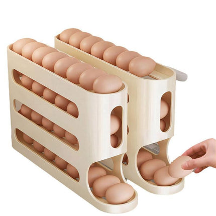 2pcs 4 Tier Slide Egg Organizer Storage Box Ladder Design for Egg Carton Holder.