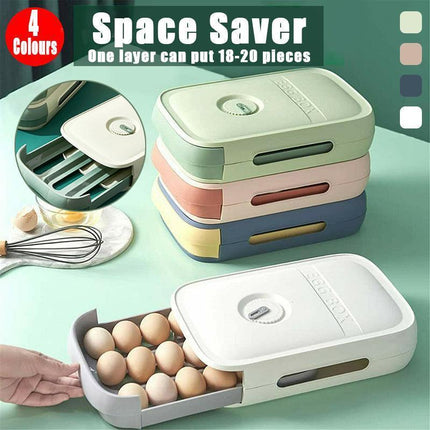 Drawer Type Eggs Tray Fruit Storage Box Kitchen Stacking Holder Food Container - White.