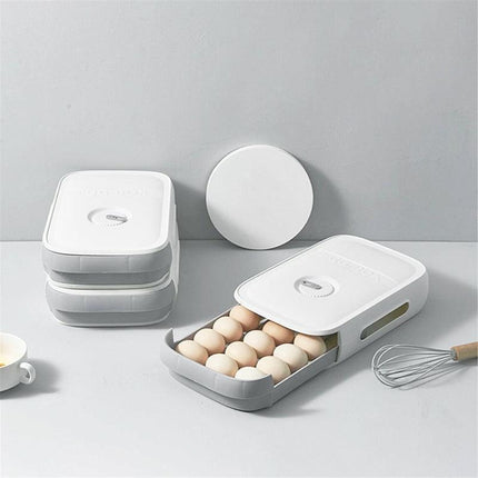 Drawer Type Eggs Tray Fruit Storage Box Kitchen Stacking Holder Food Container - White.