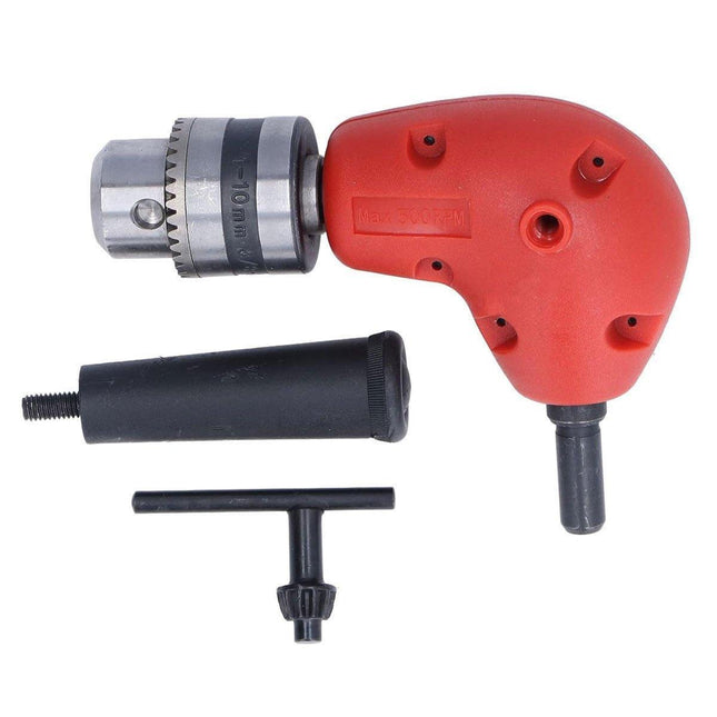 90-Degree Right Angle Drill Attachment 1/4inch Drive Adapter with Chuck Key Tools.