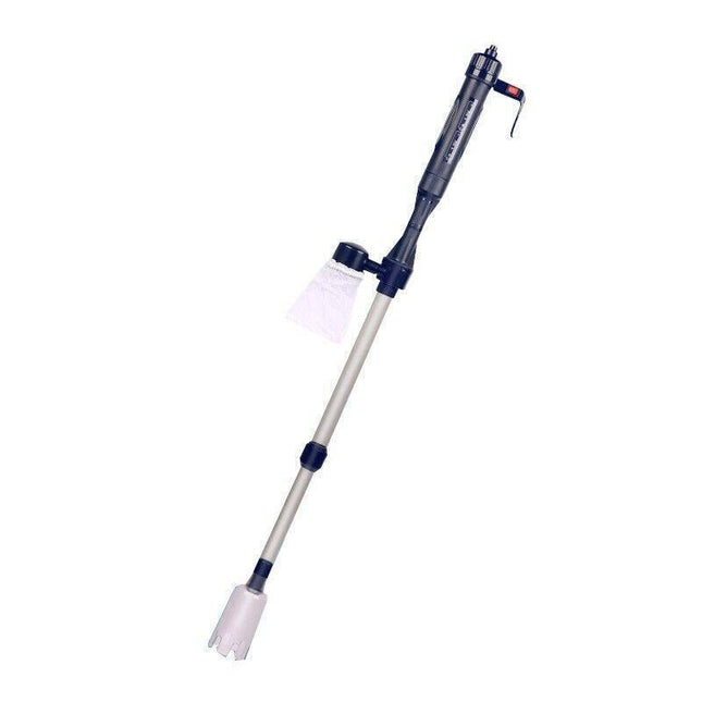 Battery Powered Aquarium Gravel Cleaner with Adjustable Siphon and Filter Bag.