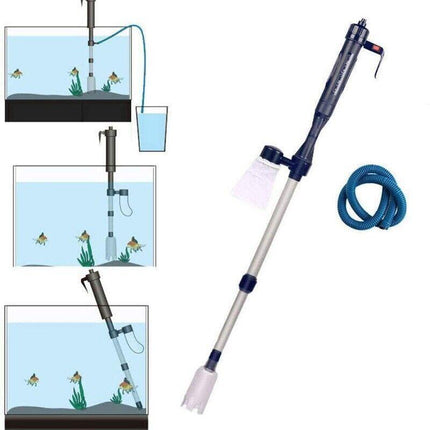 Battery Powered Aquarium Gravel Cleaner with Adjustable Siphon and Filter Bag.