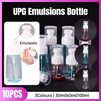 10pcs Portable Travel Emulsion Dispenser Bottle Press Pump Refillable Containers - Pink-30ml.