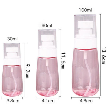 10pcs Portable Travel Emulsion Dispenser Bottle Press Pump Refillable Containers - Pink-30ml.