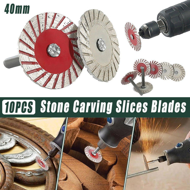 10pcs 40mm Stone Engraving Saw Blades Corrugated Cutting Tools with Handle.