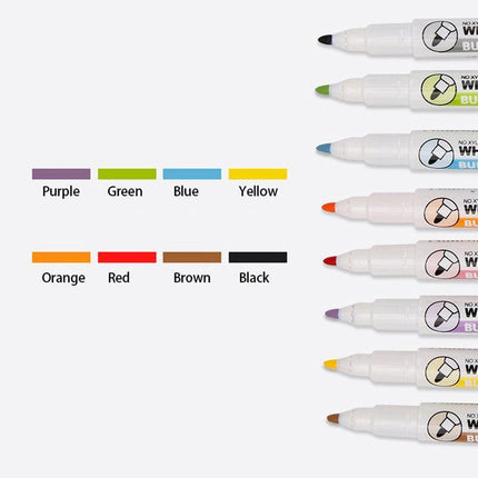 8 Colours Dry Erase Whiteboard Markers Set with Built-in Eraser Tips.