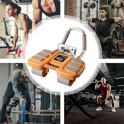 Four Wheel Abdominal Exercise Roller Elbow Support for Core Strength Training - Black.