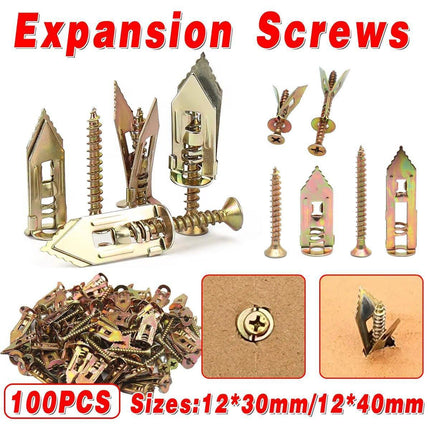100PCS Self-Drilling Anchors Screws Percussion Expansion Kit -12x30mm/12x40mm - 12x30mm.