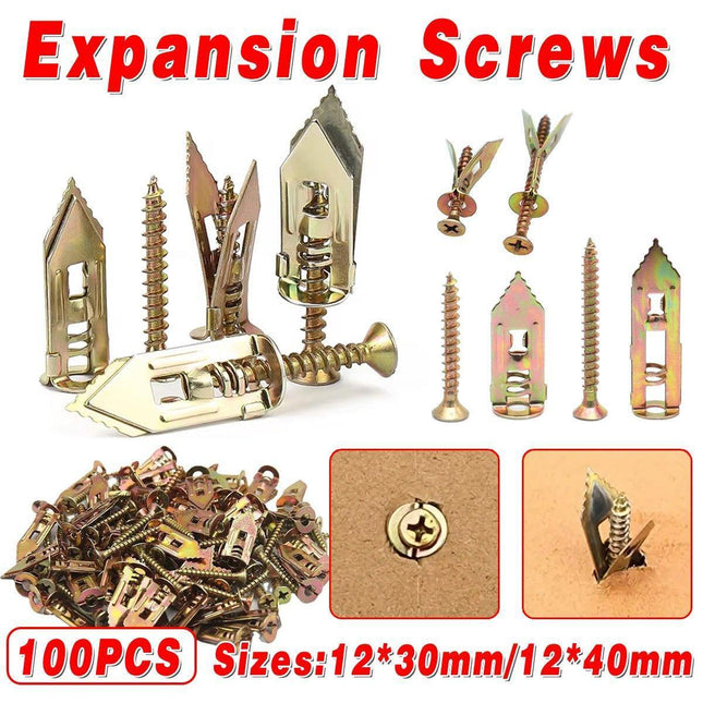 100PCS Self-Drilling Anchors Screws Percussion Expansion Kit -12x30mm/12x40mm - 12x30mm.