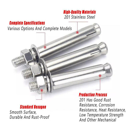 M8 Stainless Steel Expansion Anchor Bolts Heavy Duty Hex Head Screws - M8*80.