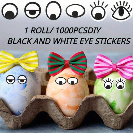 2 Rolls Cartoon Eye Stickers Self-Adhesive DIY Craft Paper for Handmade Projects.