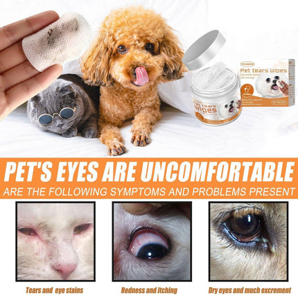 Pet Eye Wipes Clean Dogs Cats Tear Stain Removal Eye Dirt Cleaning Cotton Pads.