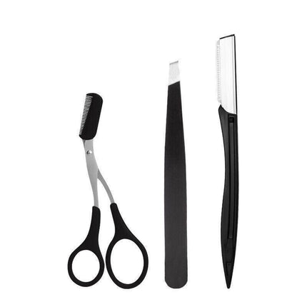 3Pcs/Set Eyebrow Trimming Eyelash Brush Folding Tweezers Portable Makeup Tools.