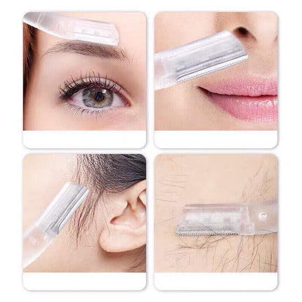 3Pcs Eyebrow Razor Set Facial Trimmer Shaver Blade Hair Remover Beauty Tool - White+Clear Eyebrow Razor+Scissor.