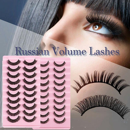 10 Pairs Russian D-Curl Mink False Eyelashes - Full & Curled - DH06-H5.